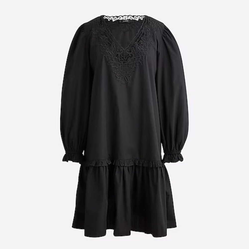 J. Crew V-neck mini dress with eyelet trim XL